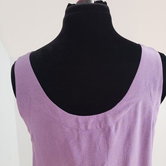 Linda Allard for Ellen Tracy Silk Purple and Micro Gold Print Tank Top Blouse 6 - Picture 7 of 8